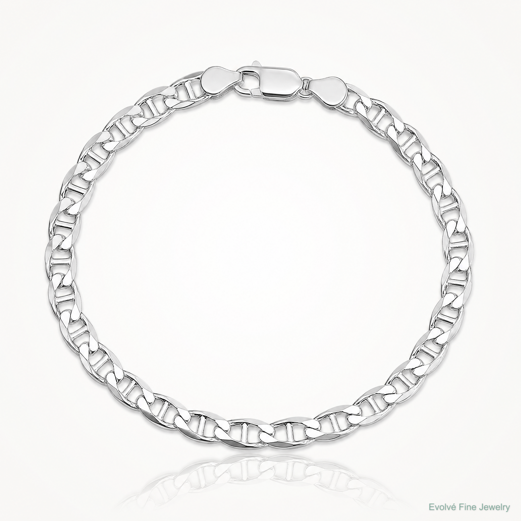 Sterling Silver Rhodium-plated 4.65mm D/C Flat Anchor Curb Chain - Lifestyle View
