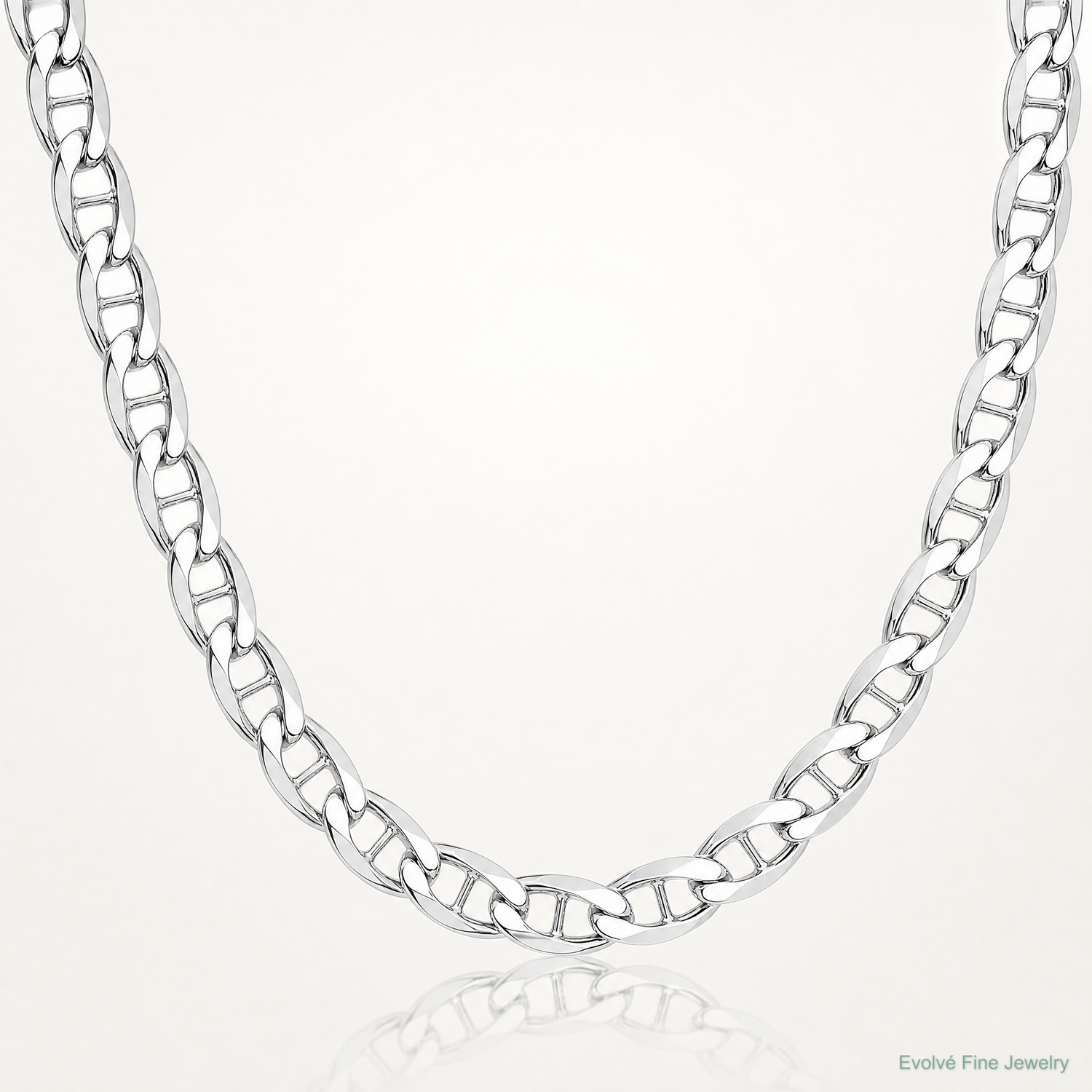 Sterling Silver Rhodium-plated 5.7mm D/C Flat Anchor Curb Chain - Lifestyle View