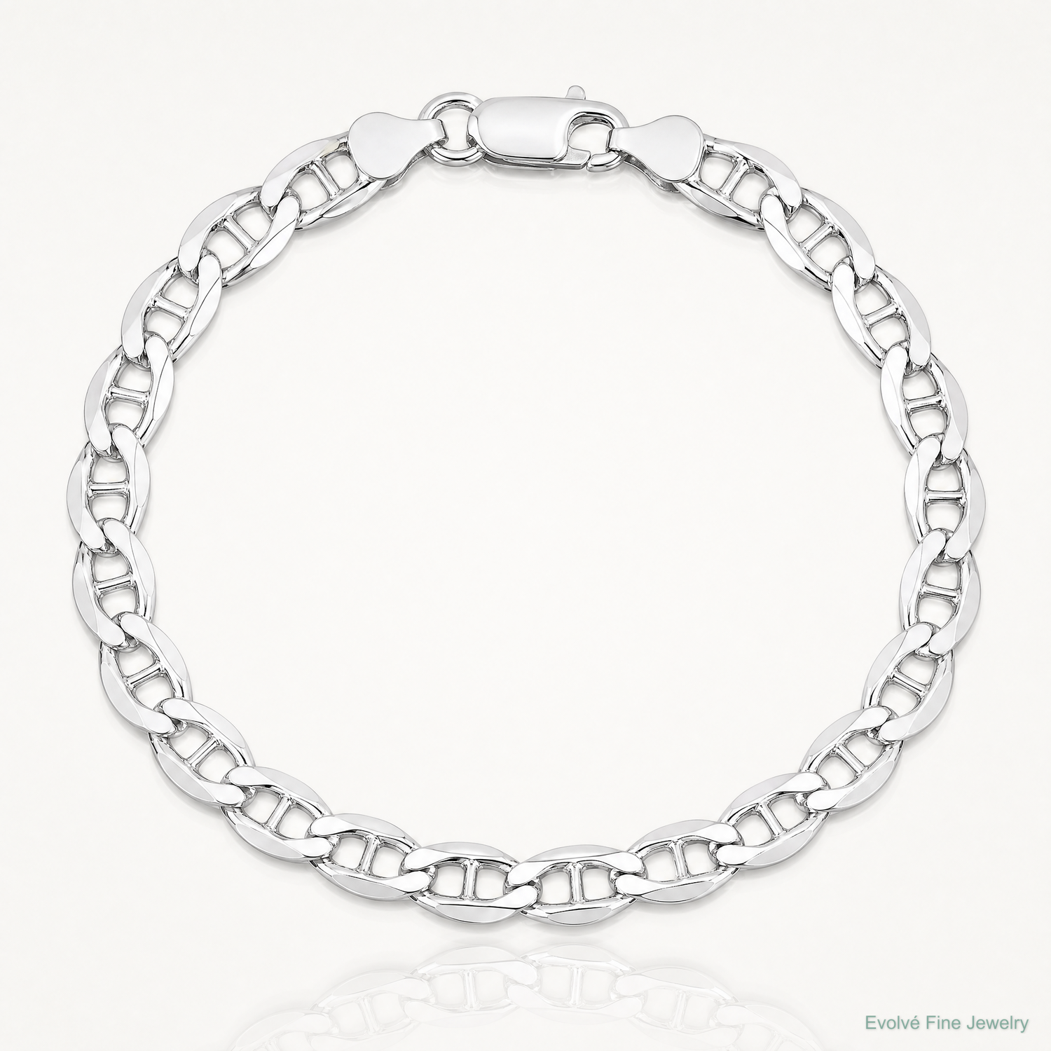 Sterling Silver Rhodium-plated 5.7mm D/C Flat Anchor Curb Chain - Lifestyle View
