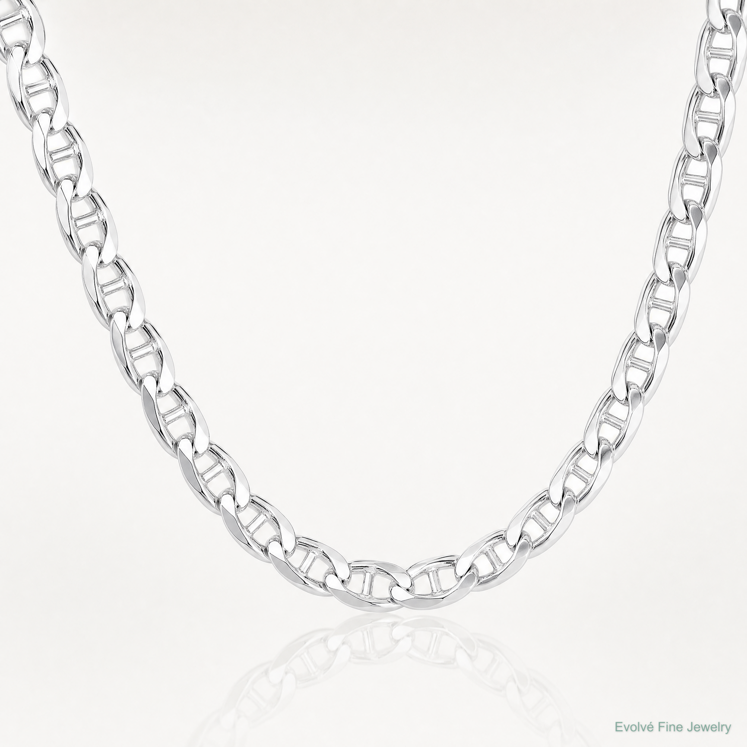 Sterling Silver Rhodium-plated 6.5mm D/C Flat Anchor Curb Chain - Lifestyle View