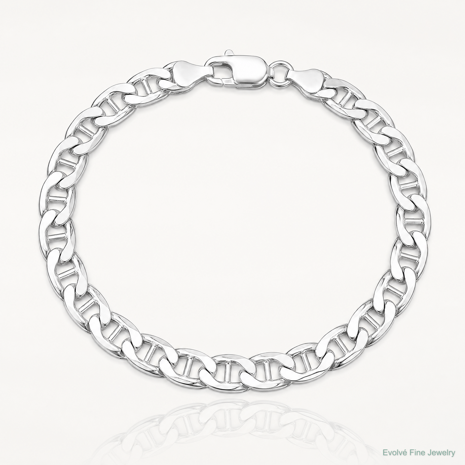 Sterling Silver Rhodium-plated 6.5mm D/C Flat Anchor Curb Chain - Lifestyle View