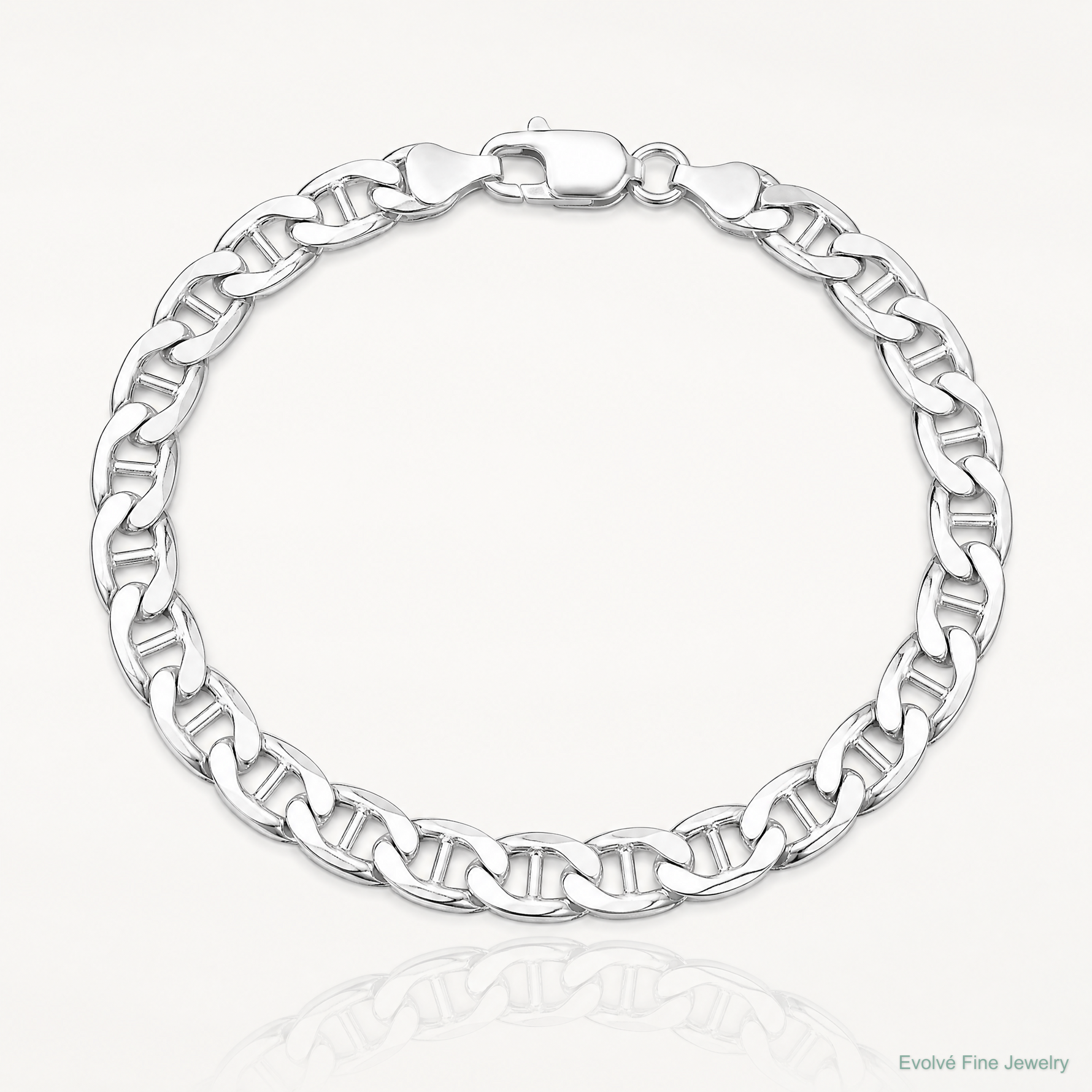 Sterling Silver Rhodium-plated 6.5mm D/C Flat Anchor Curb Chain - Lifestyle View
