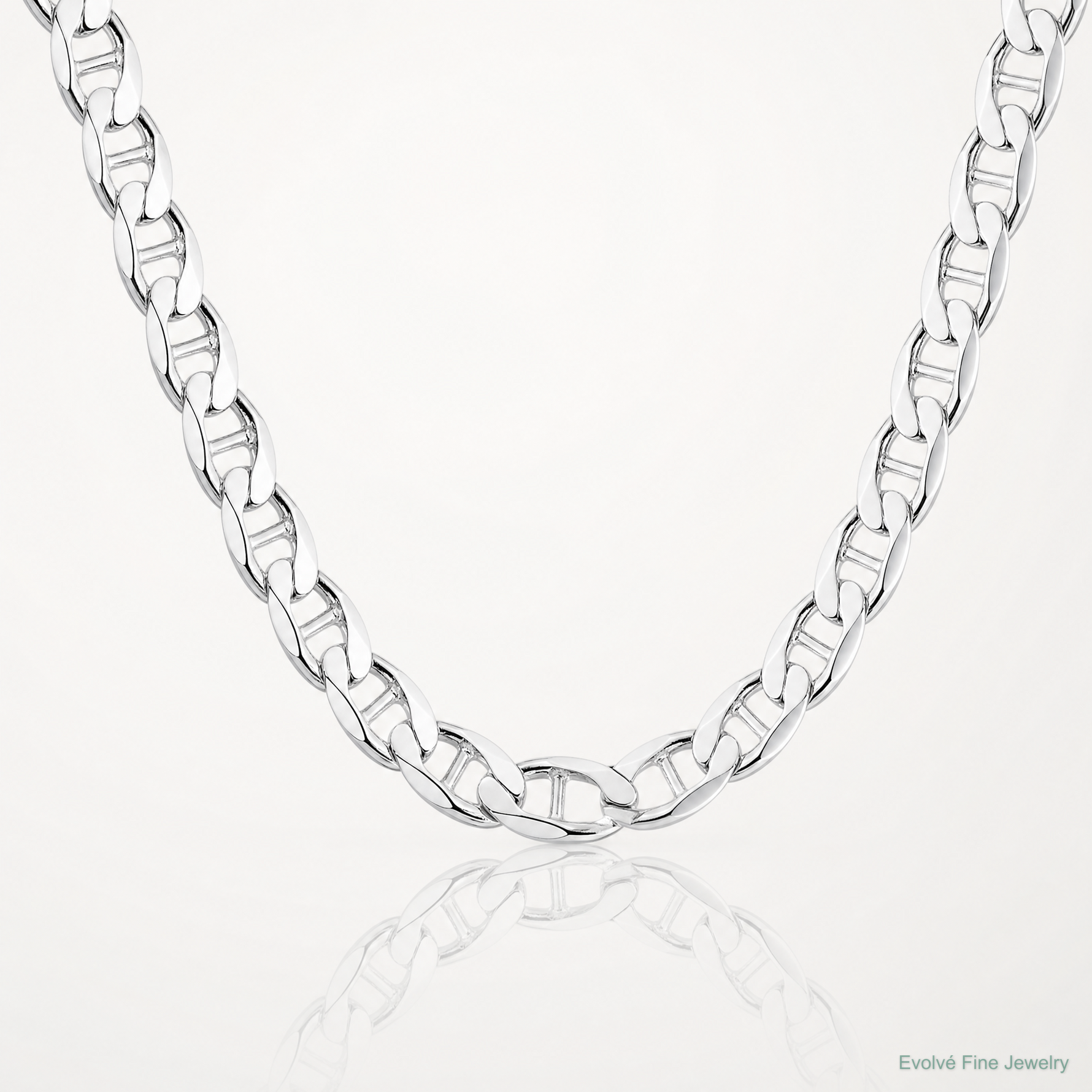Sterling Silver Rhodium-plated 7.4mm D/C Flat Anchor Curb Chain - Lifestyle View