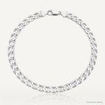 Sterling Silver Rhodium-plated 7.4mm D/C Flat Anchor Curb Chain - Lifestyle View