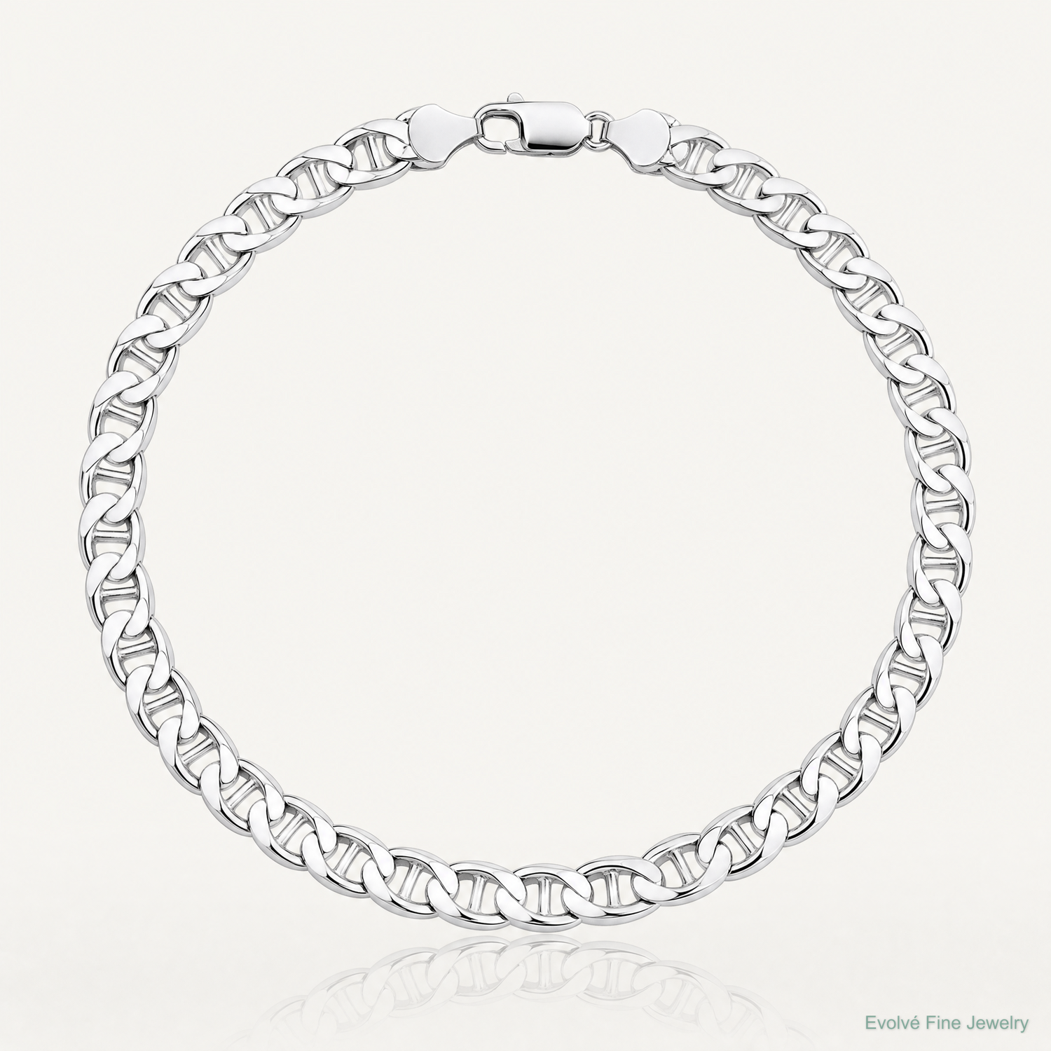 Sterling Silver Rhodium-plated 7.4mm D/C Flat Anchor Curb Chain - Lifestyle View