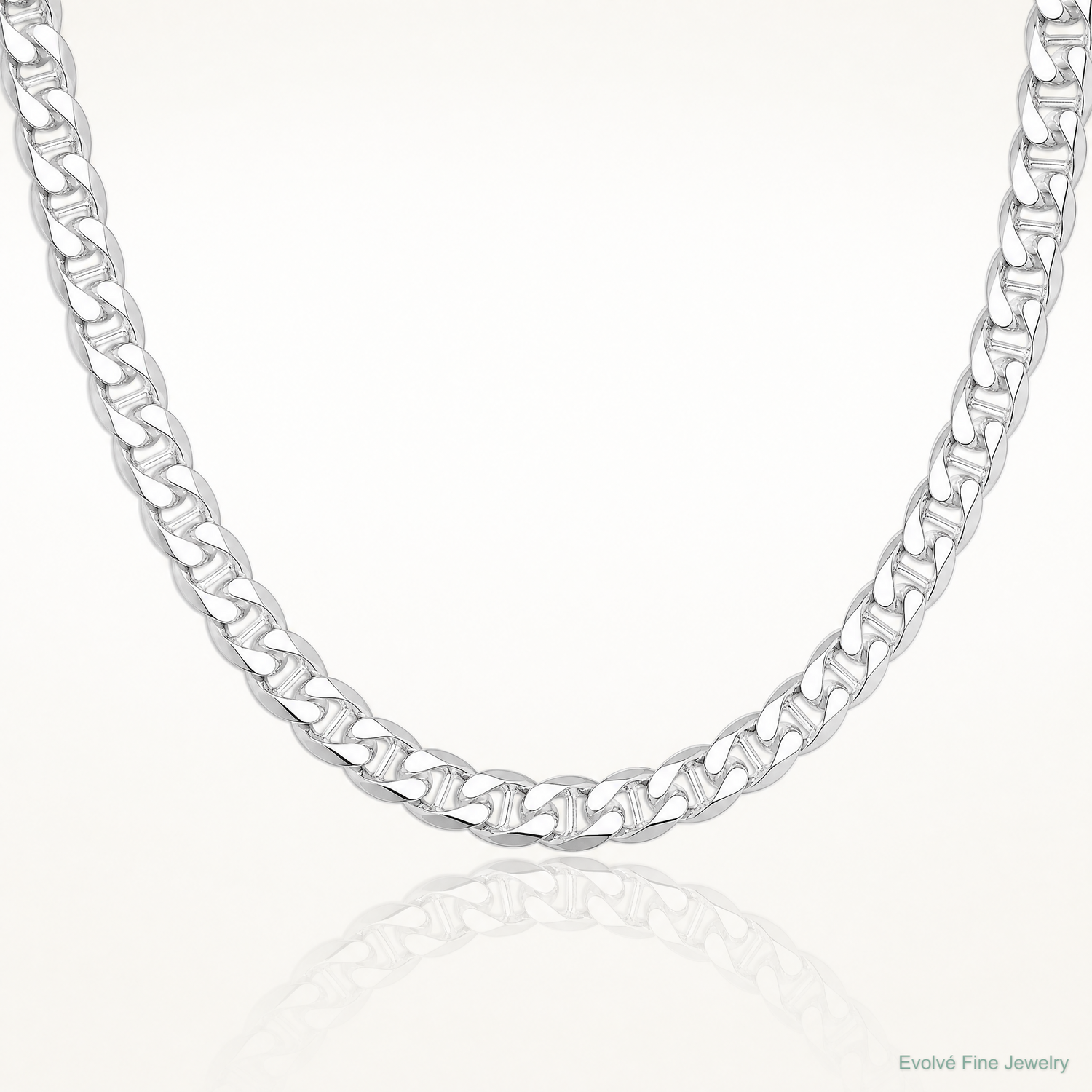 Sterling Silver Rhodium-plated 8.25mm D/C Flat Anchor Curb Chain - Lifestyle View