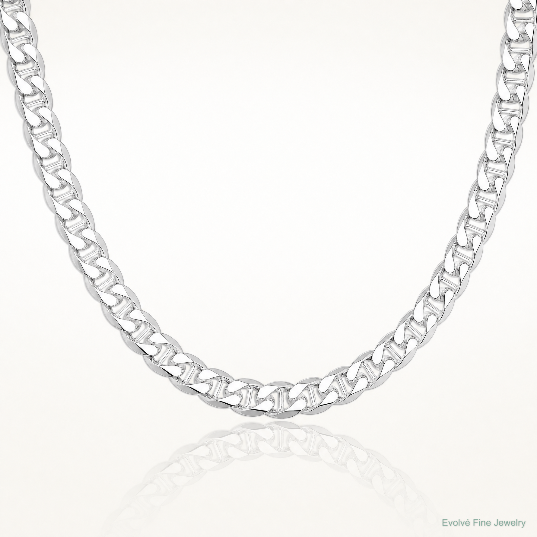 Sterling Silver Rhodium-plated 8.25mm D/C Flat Anchor Curb Chain - Lifestyle View