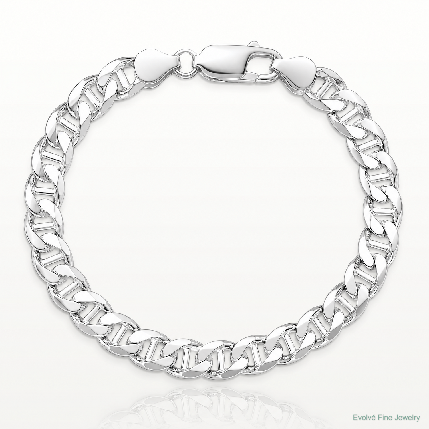 Sterling Silver Rhodium-plated 8.25mm D/C Flat Anchor Curb Chain - Lifestyle View