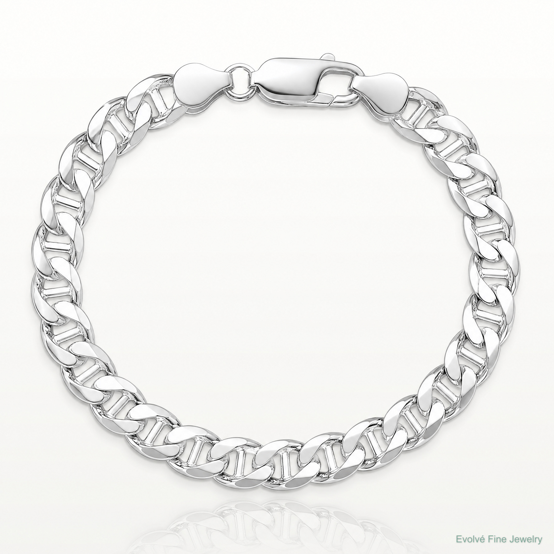 Sterling Silver Rhodium-plated 8.25mm D/C Flat Anchor Curb Chain - Lifestyle View