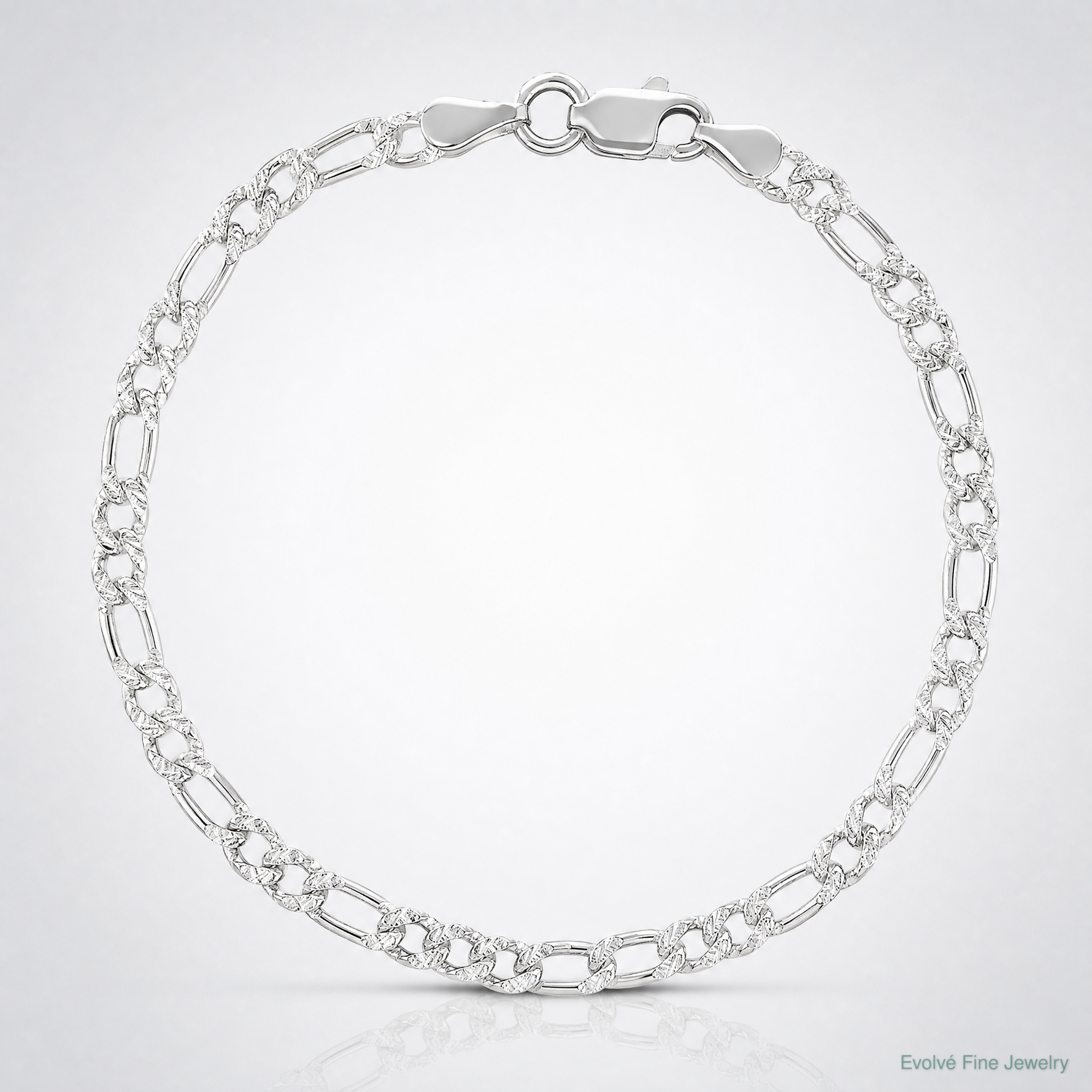 Sterling Silver 3mm Pavé Flat Figaro Chain - Lifestyle View