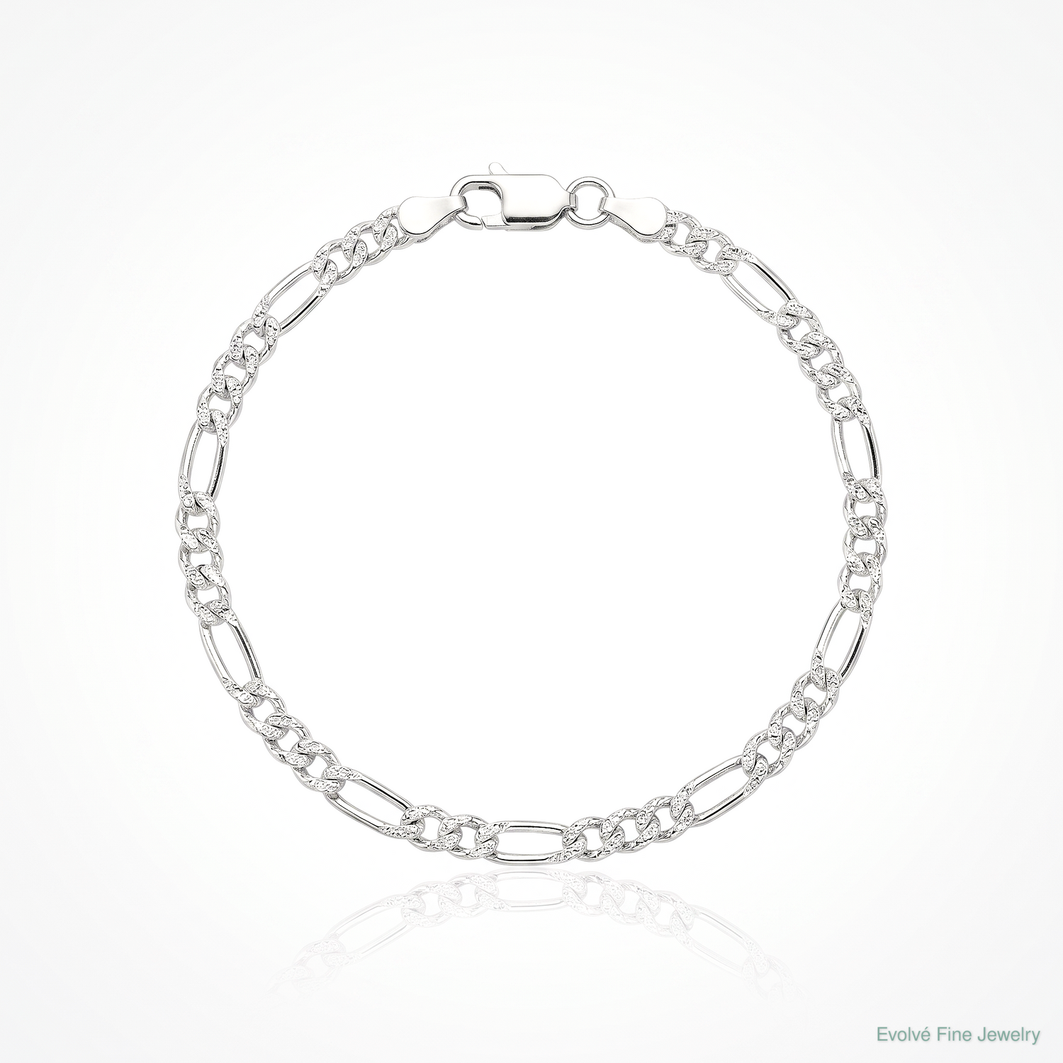 Sterling Silver Rhodium-plated 3mm Pavé Flat Figaro Chain - Lifestyle View