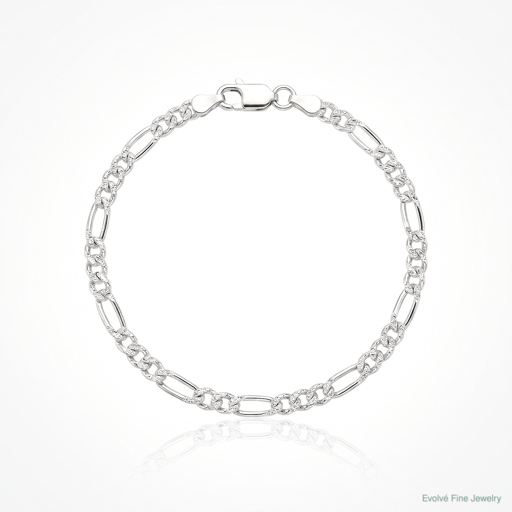 Sterling Silver Rhodium-plated 3mm Pavé Flat Figaro Chain - Lifestyle View