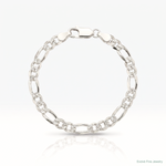 Sterling Silver 4.3mm Pavé Flat Figaro Chain - Lifestyle View