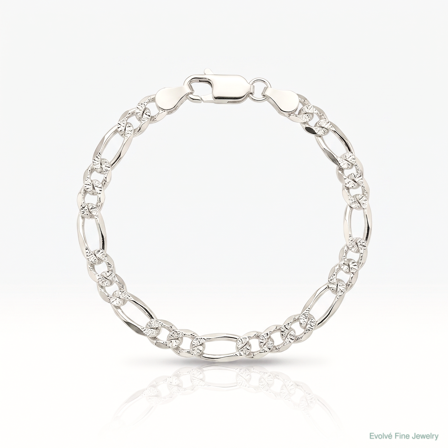 Sterling Silver 4.3mm Pavé Flat Figaro Chain - Lifestyle View