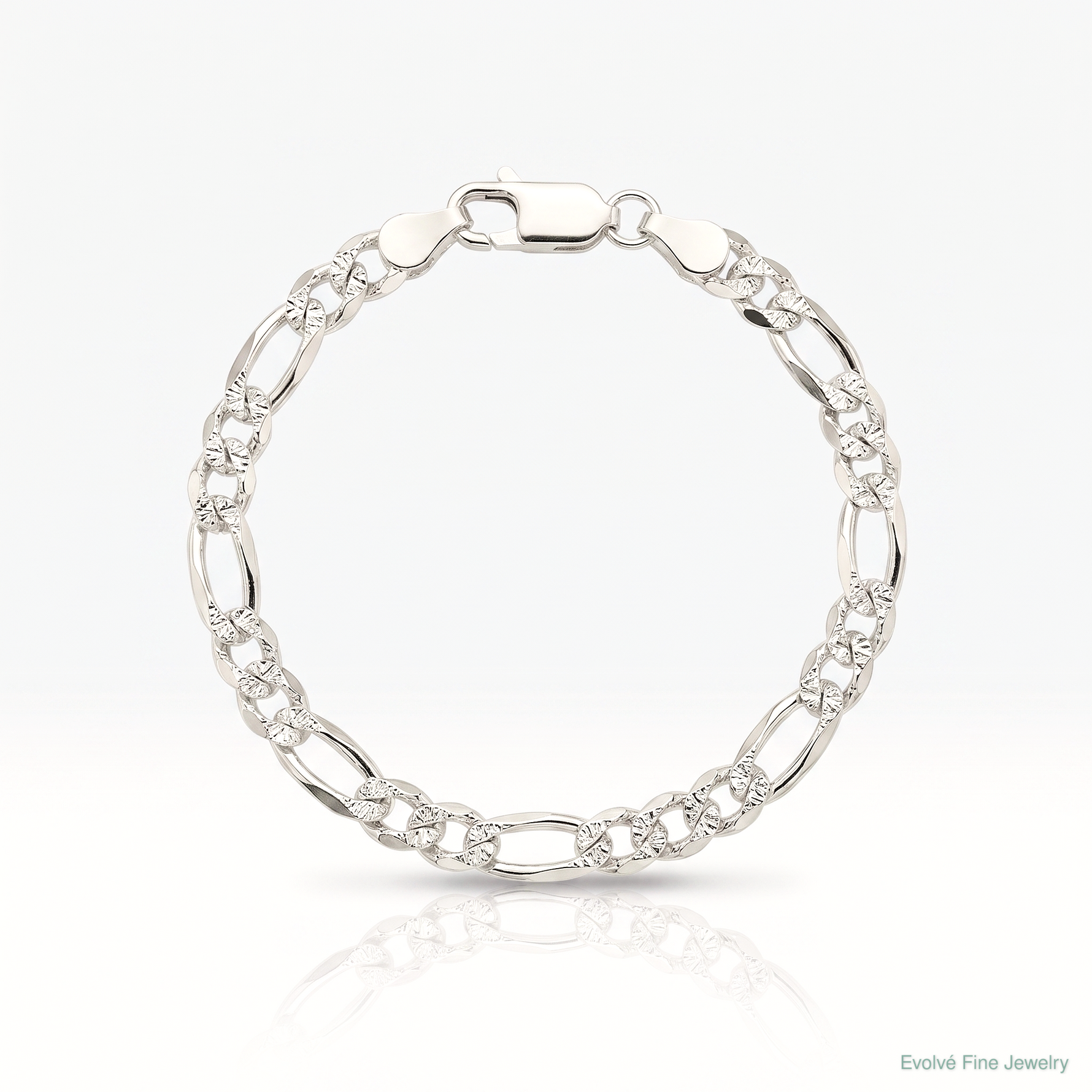 Sterling Silver 4.3mm Pavé Flat Figaro Chain - Lifestyle View