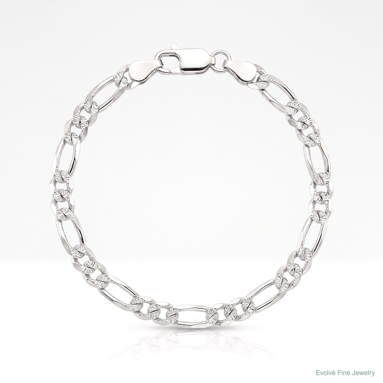 Sterling Silver Rhodium-plated 4.3mm Pavé Flat Figaro Chain - Lifestyle View