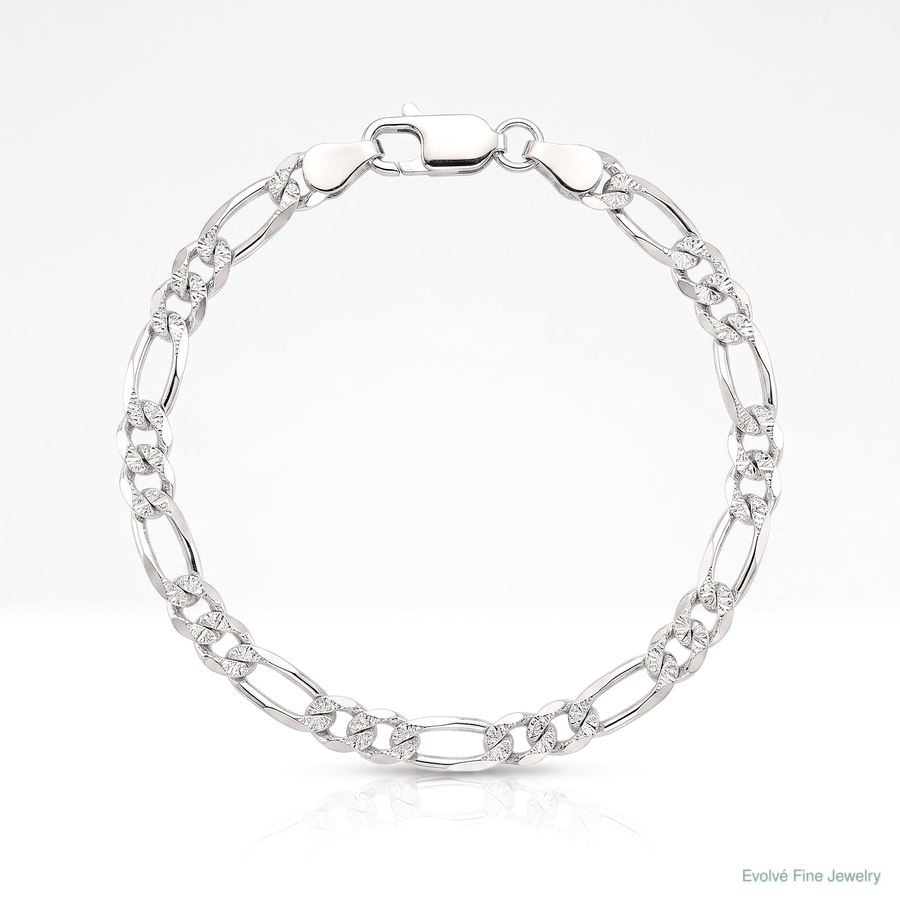 Sterling Silver Rhodium-plated 4.3mm Pavé Flat Figaro Chain - Lifestyle View