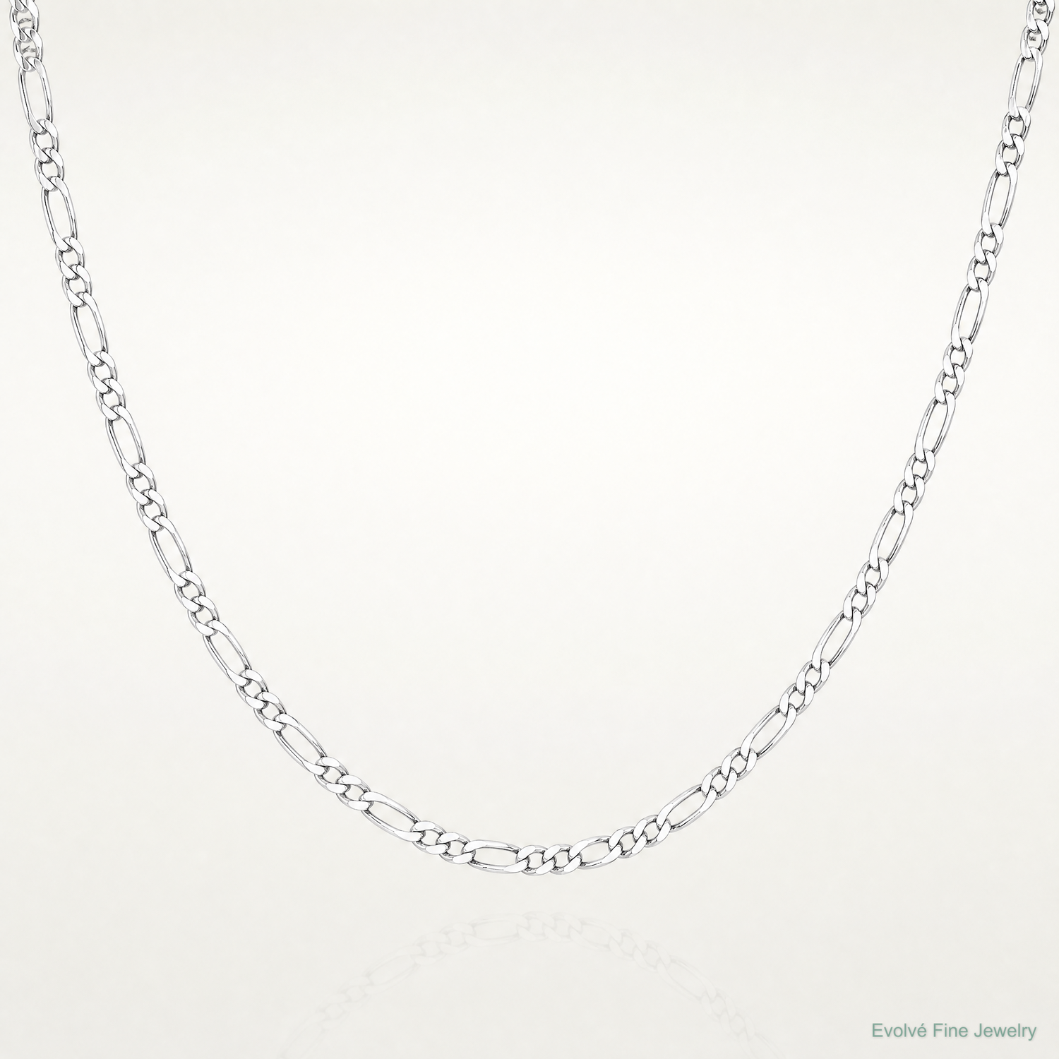 Sterling Silver Rhodium-plated 2.25mm Figaro Chain - Lifestyle View