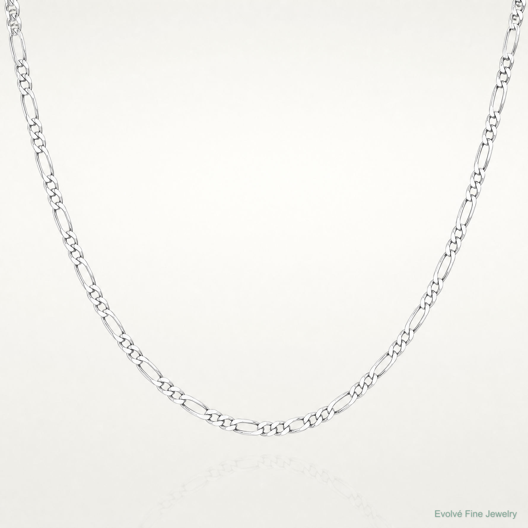 Sterling Silver Rhodium-plated 2.25mm Figaro Chain - Lifestyle View