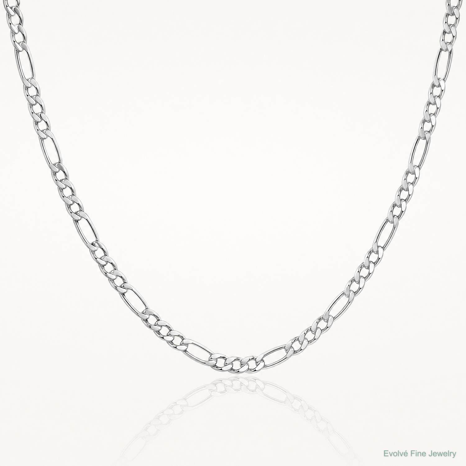 Sterling Silver Rhodium-plated 2.5mm Figaro Chain - Lifestyle View