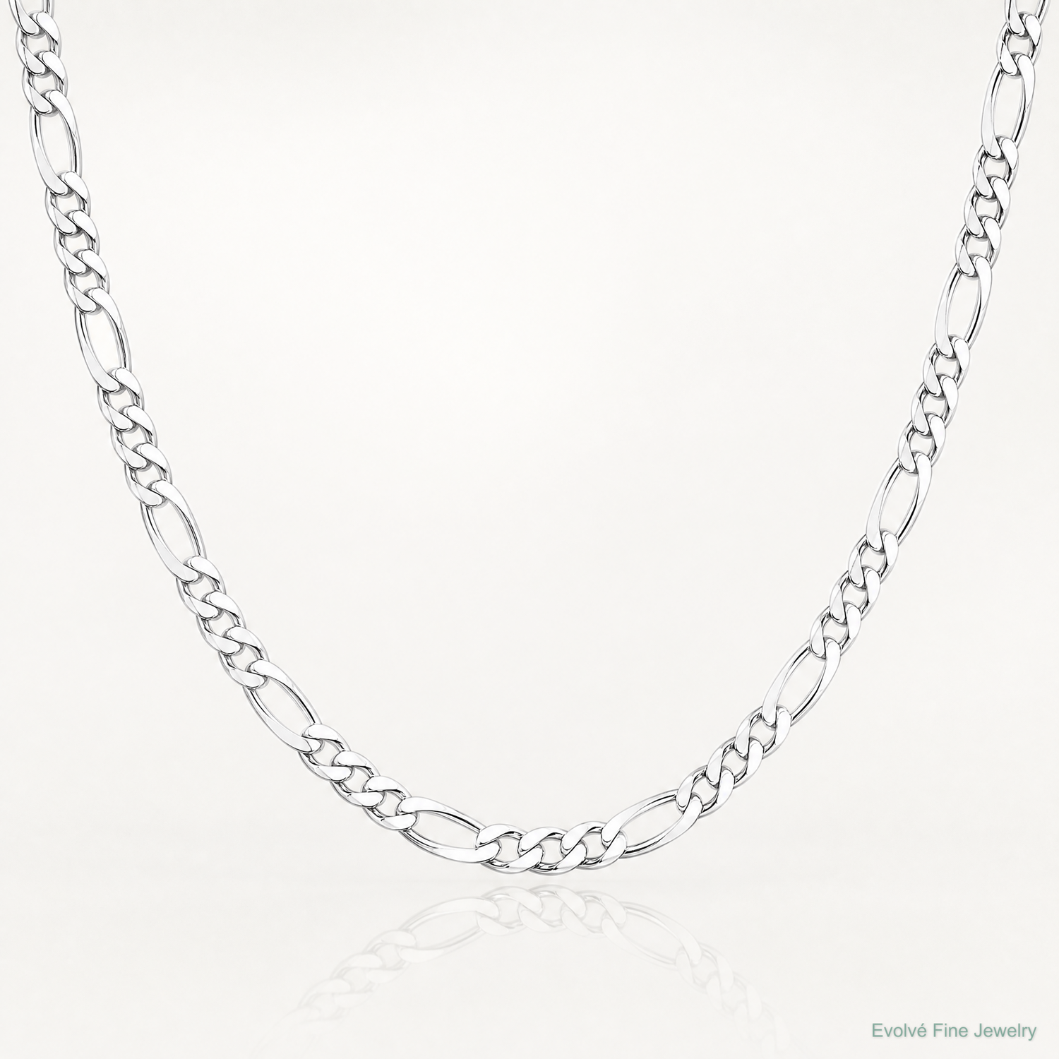 Sterling Silver Rhodium-plated 4.5mm Figaro Chain - Lifestyle View