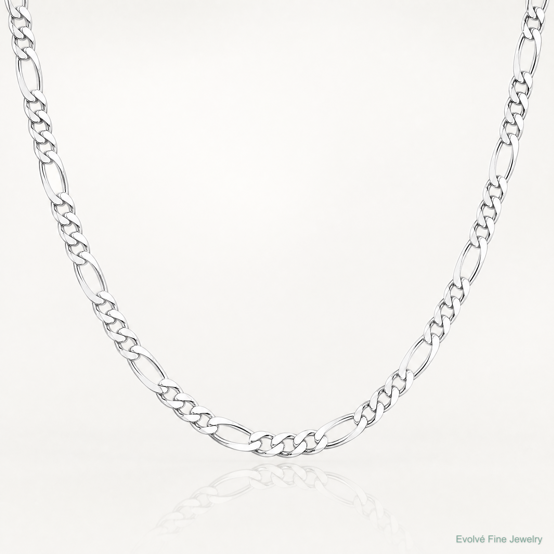 Sterling Silver Rhodium-plated 4.5mm Figaro Chain - Lifestyle View