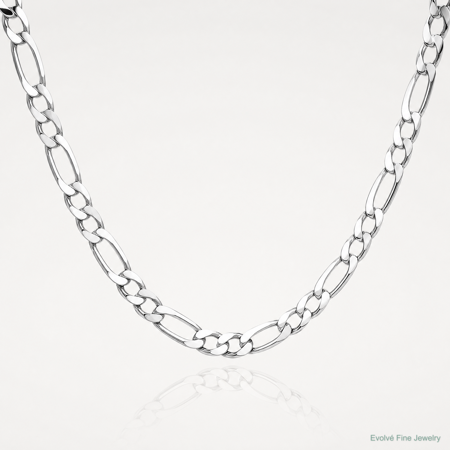 Sterling Silver Rhodium-plated 6.5mm Figaro Chain - Lifestyle View