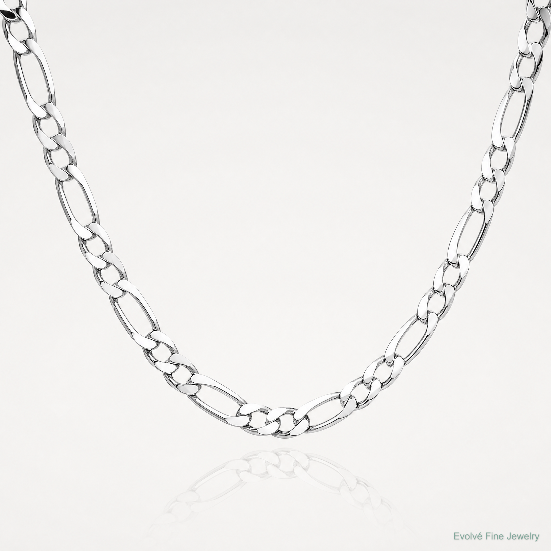 Sterling Silver Rhodium-plated 6.5mm Figaro Chain - Lifestyle View