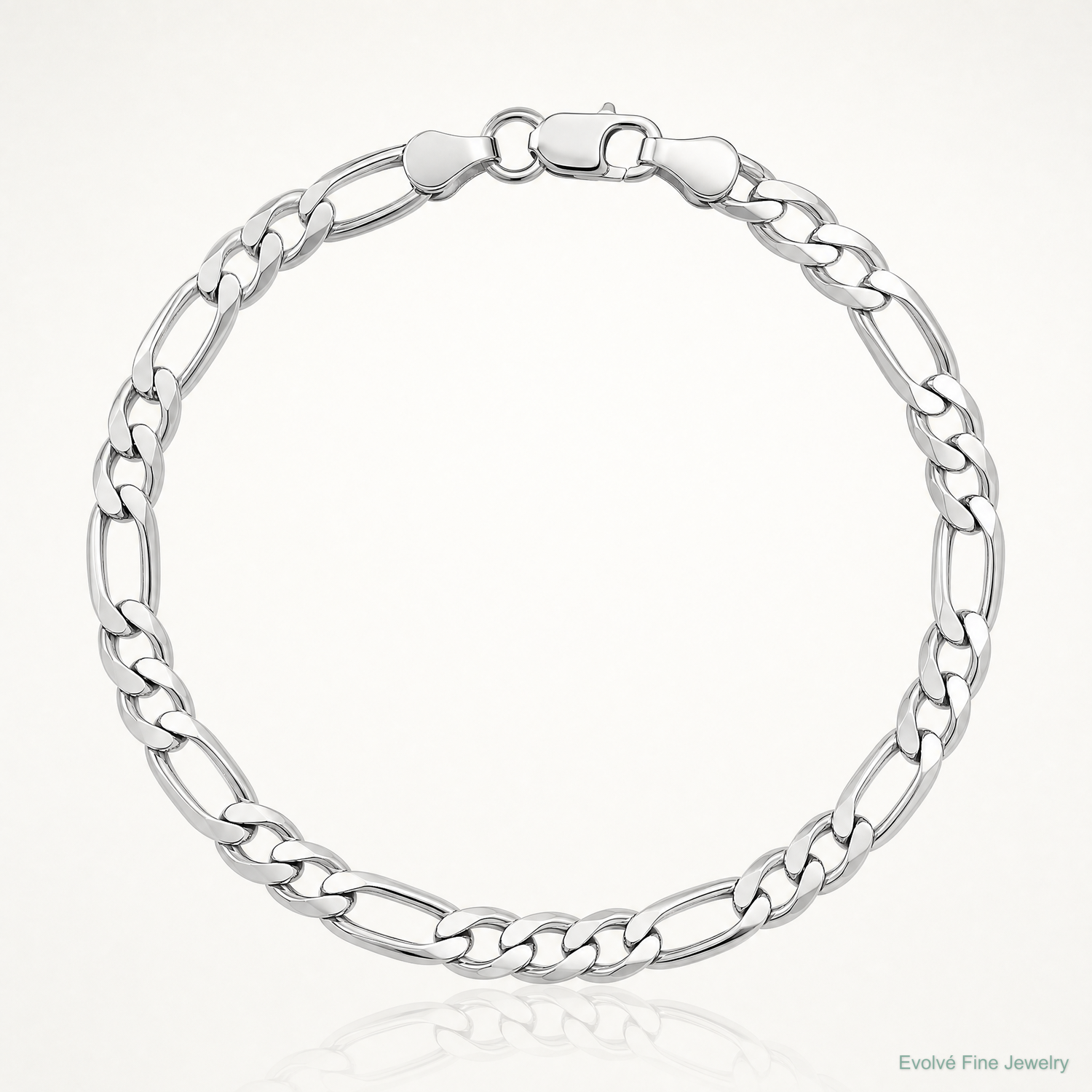 Sterling Silver Rhodium-plated 6.5mm Figaro Chain - Lifestyle View