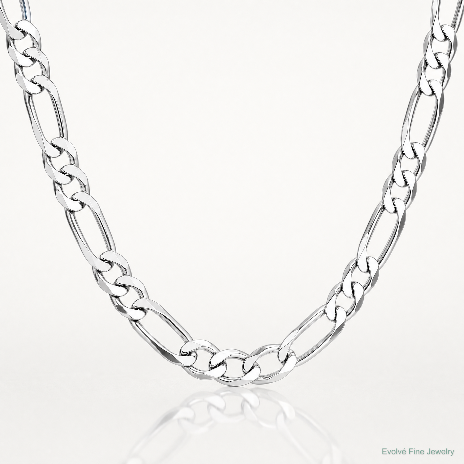 Sterling Silver Rhodium-plated 7.5mm Figaro Chain - Lifestyle View