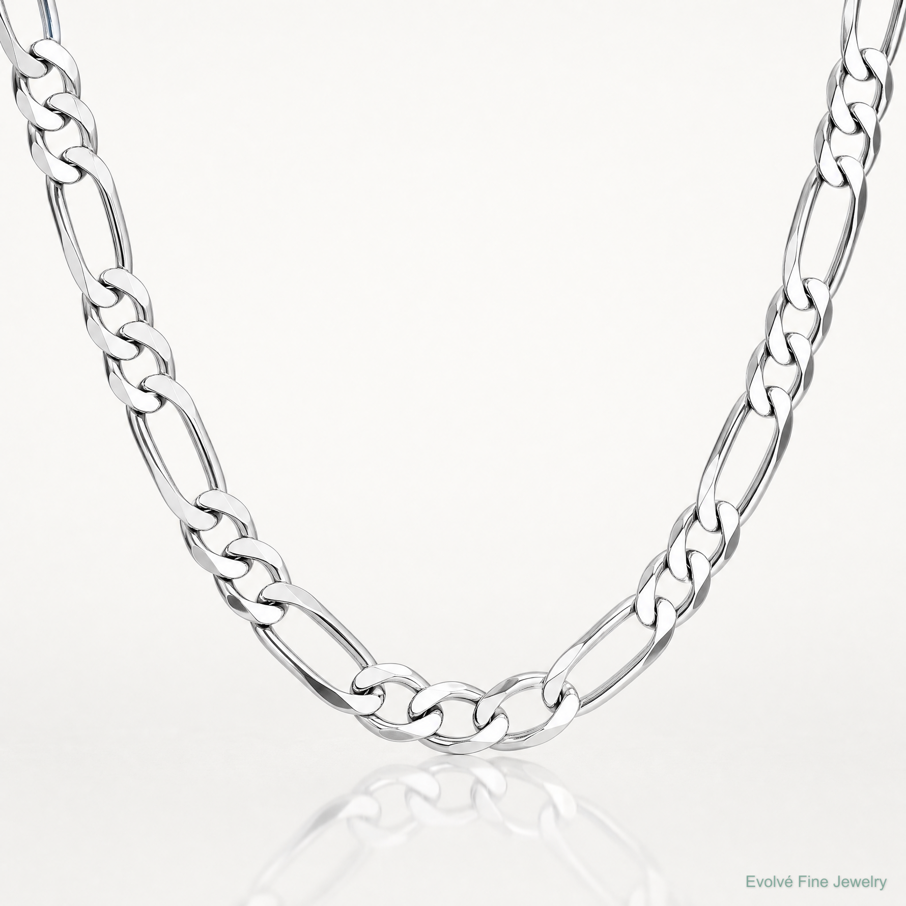 Sterling Silver Rhodium-plated 7.5mm Figaro Chain - Lifestyle View