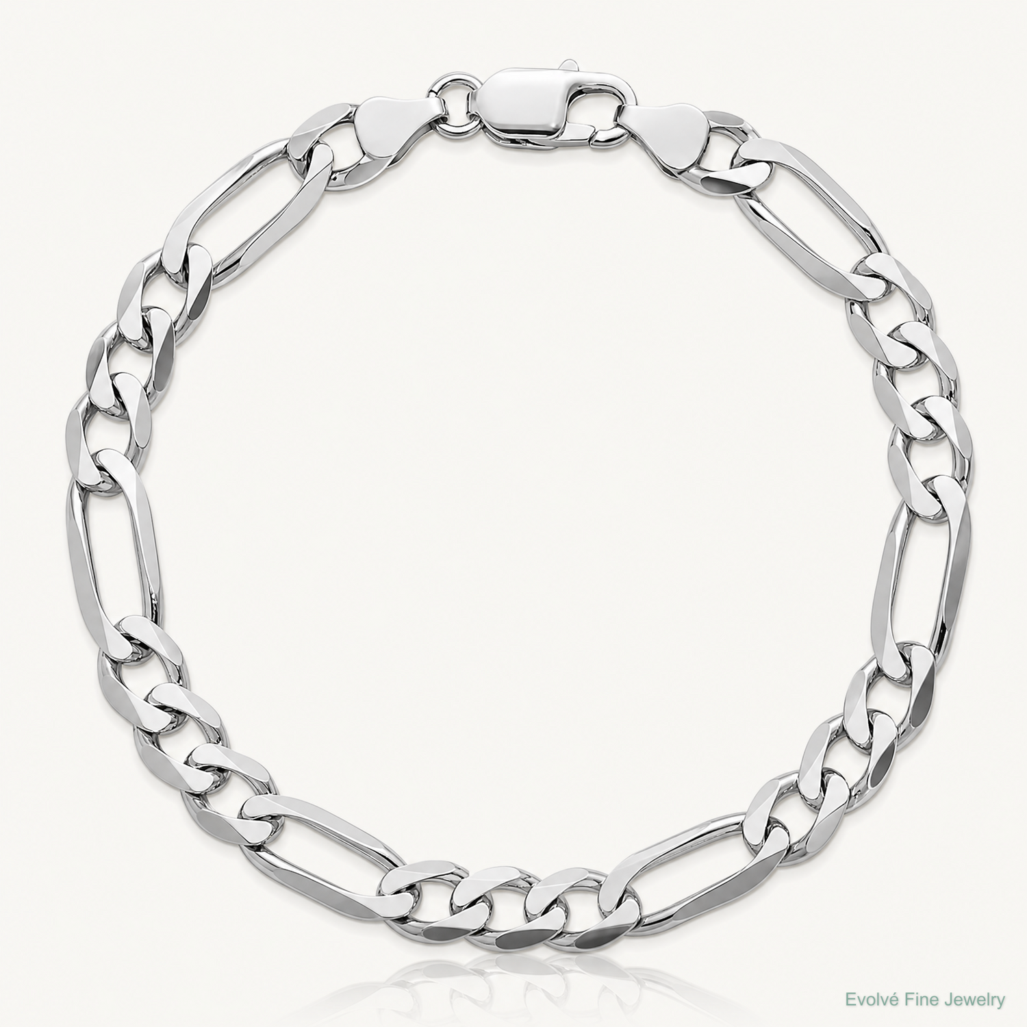 Sterling Silver Rhodium-plated 7.5mm Figaro Chain - Lifestyle View