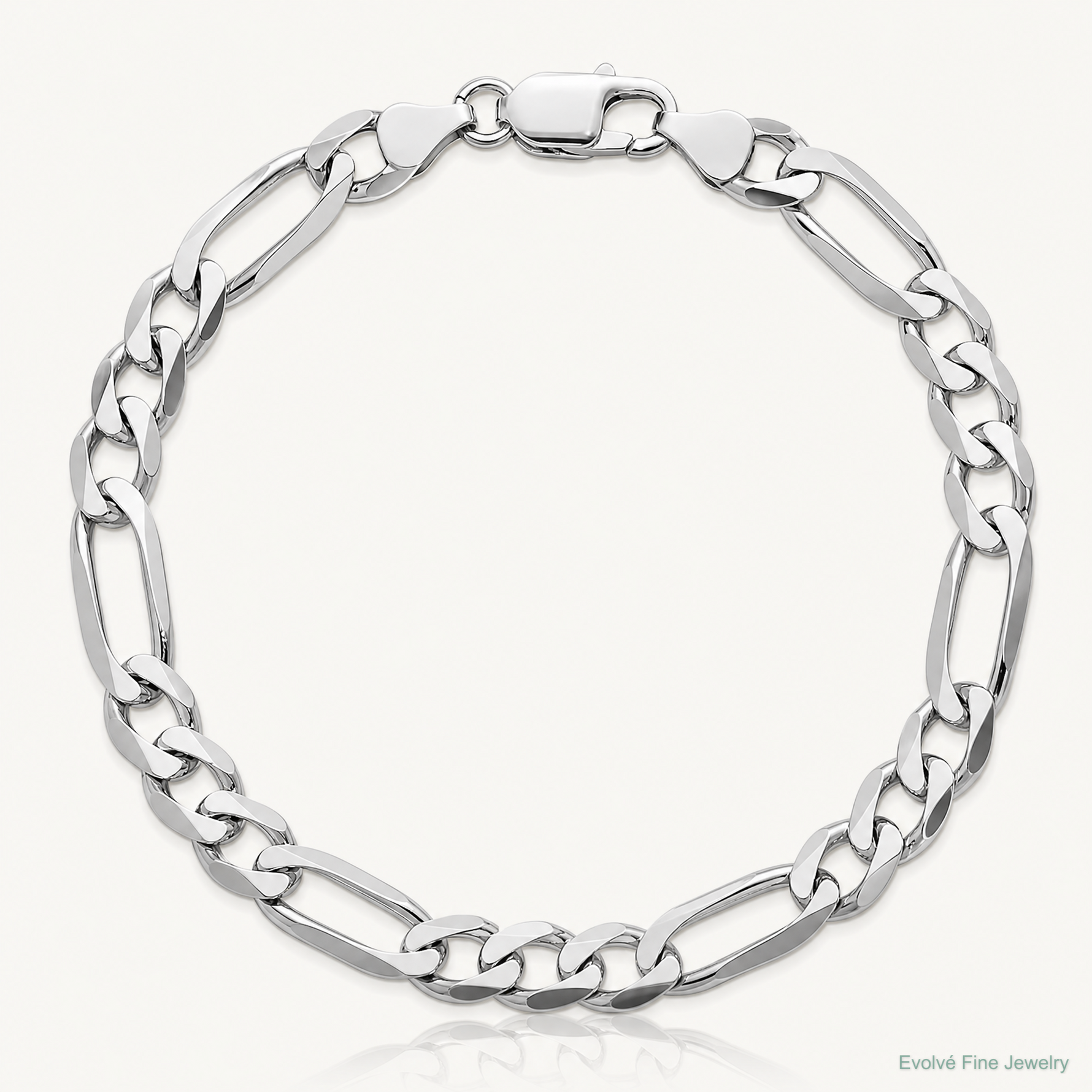 Sterling Silver Rhodium-plated 7.5mm Figaro Chain - Lifestyle View