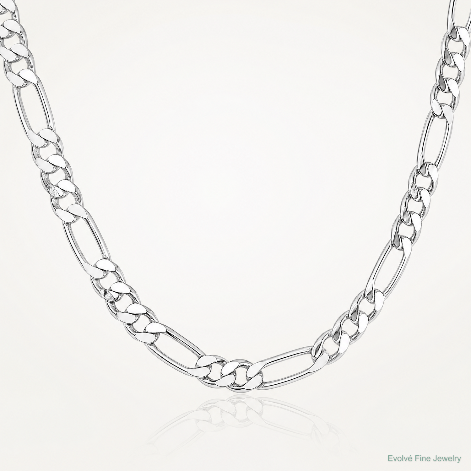 Sterling Silver Rhodium-plated 7.75mm Figaro Chain - Lifestyle View
