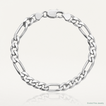 Sterling Silver Rhodium-plated 7.75mm Figaro Chain - Lifestyle View
