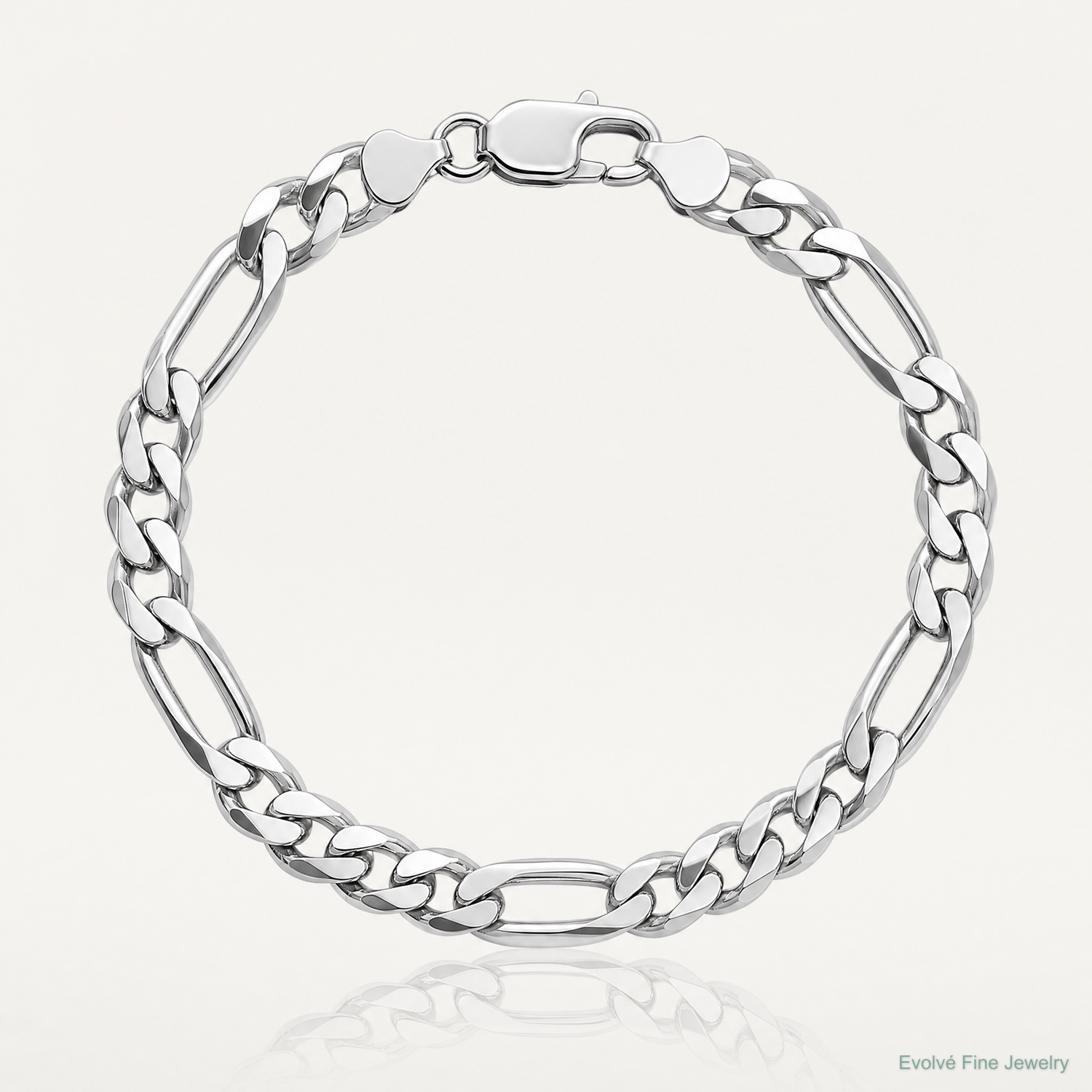 Sterling Silver Rhodium-plated 7.75mm Figaro Chain - Lifestyle View