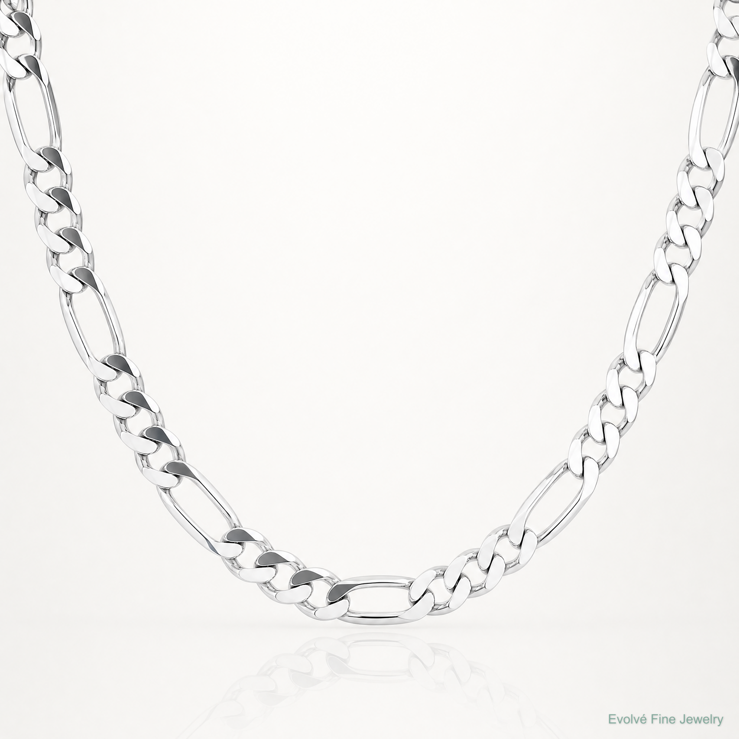 Sterling Silver Rhodium-plated 9mm Figaro Chain - Lifestyle View