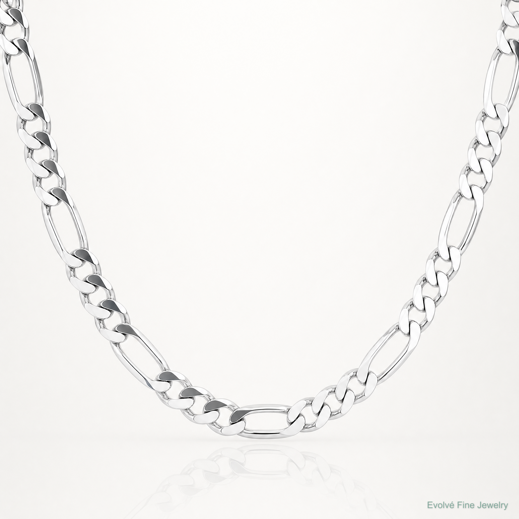 Sterling Silver Rhodium-plated 9mm Figaro Chain - Lifestyle View