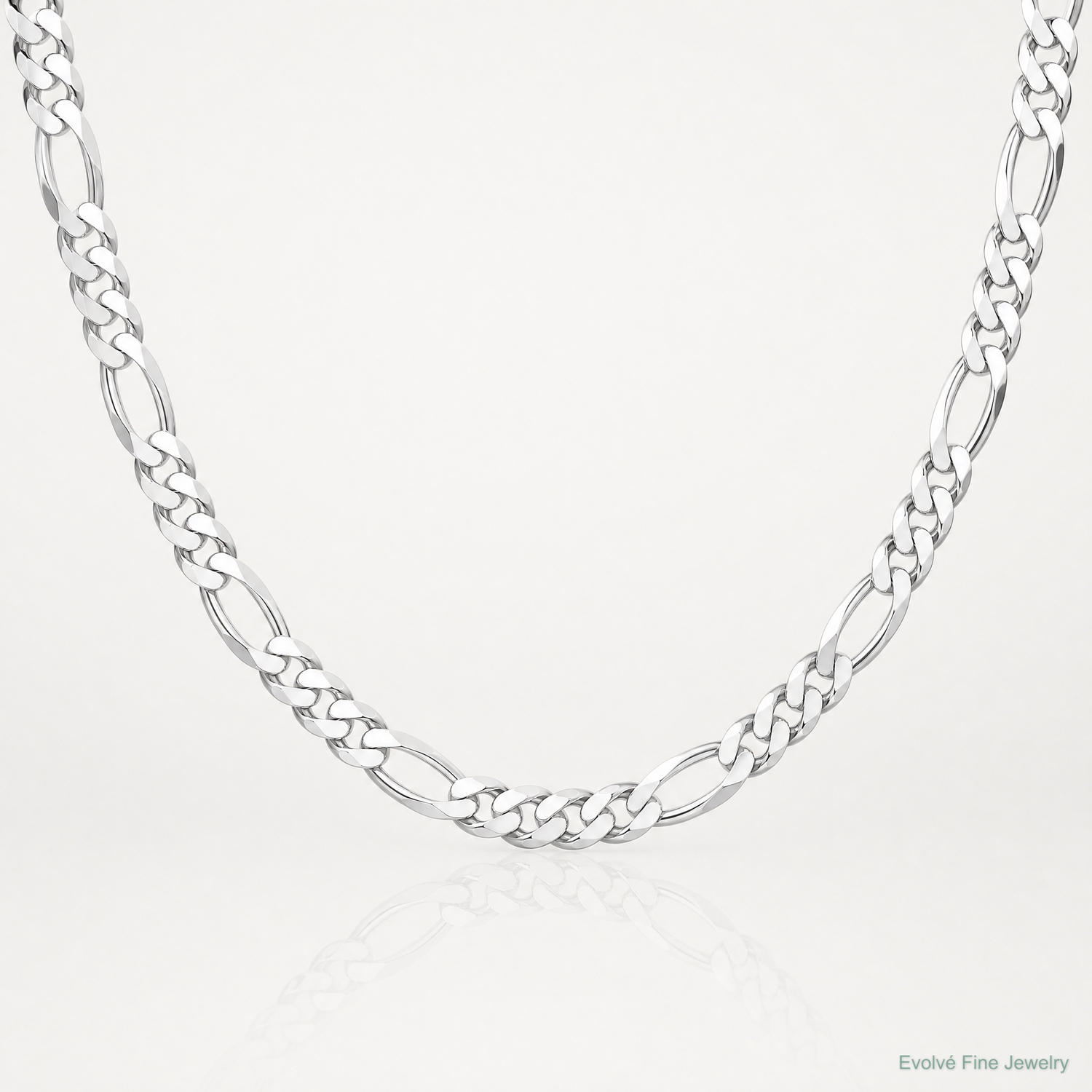 Sterling Silver Rhodium-plated 10.2mm Figaro Chain - Lifestyle View