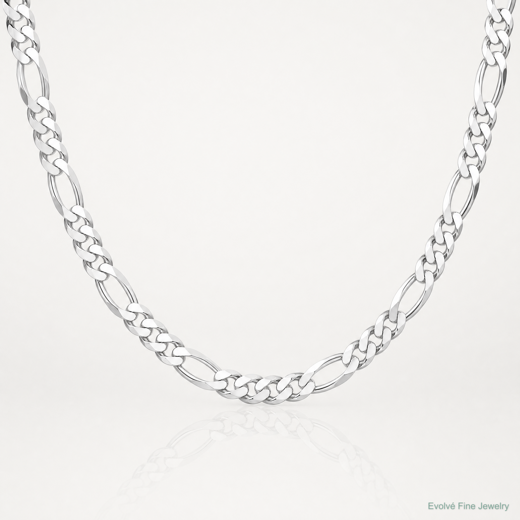 Sterling Silver Rhodium-plated 10.2mm Figaro Chain - Lifestyle View