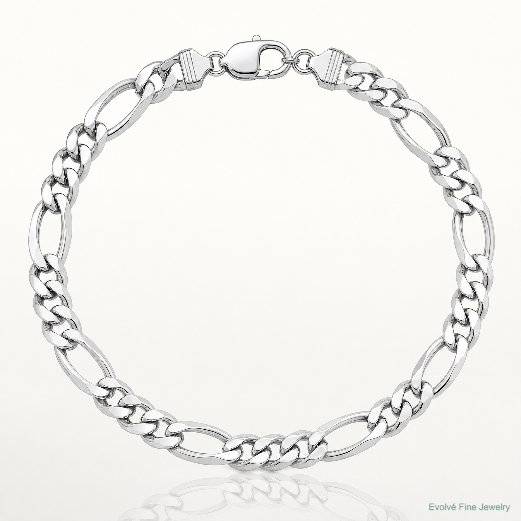 Sterling Silver Rhodium-plated 10.2mm Figaro Chain - Lifestyle View