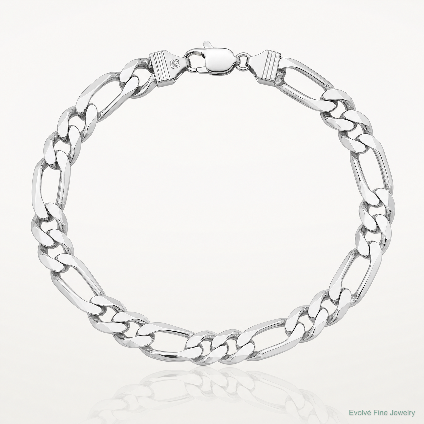 Sterling Silver Rhodium-plated 10.75mm Figaro Chain - Lifestyle View