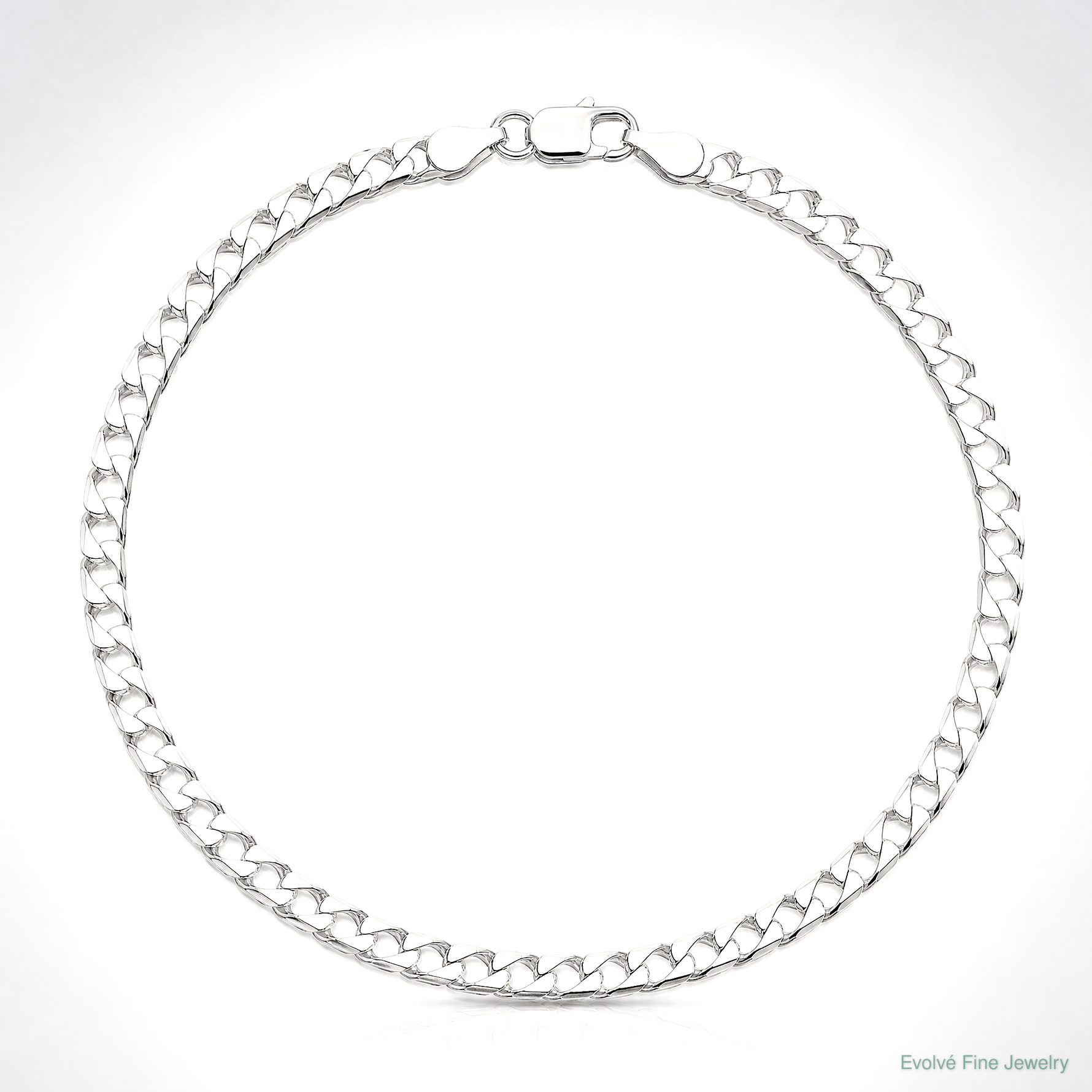Sterling Silver Rhodium-plated 3.25mm D/C Square Curb Chain - Lifestyle View