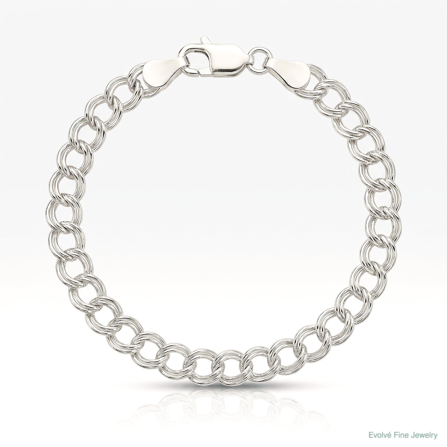 Sterling Silver 5.25mm Solid Double Link Charm Bracelet - Lifestyle View
