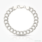 Sterling Silver 7.75mm Solid Double Link Charm Bracelet - Lifestyle View