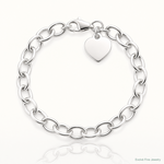 Sterling Silver Engraveable Heart Fancy Link Bracelet - Lifestyle View