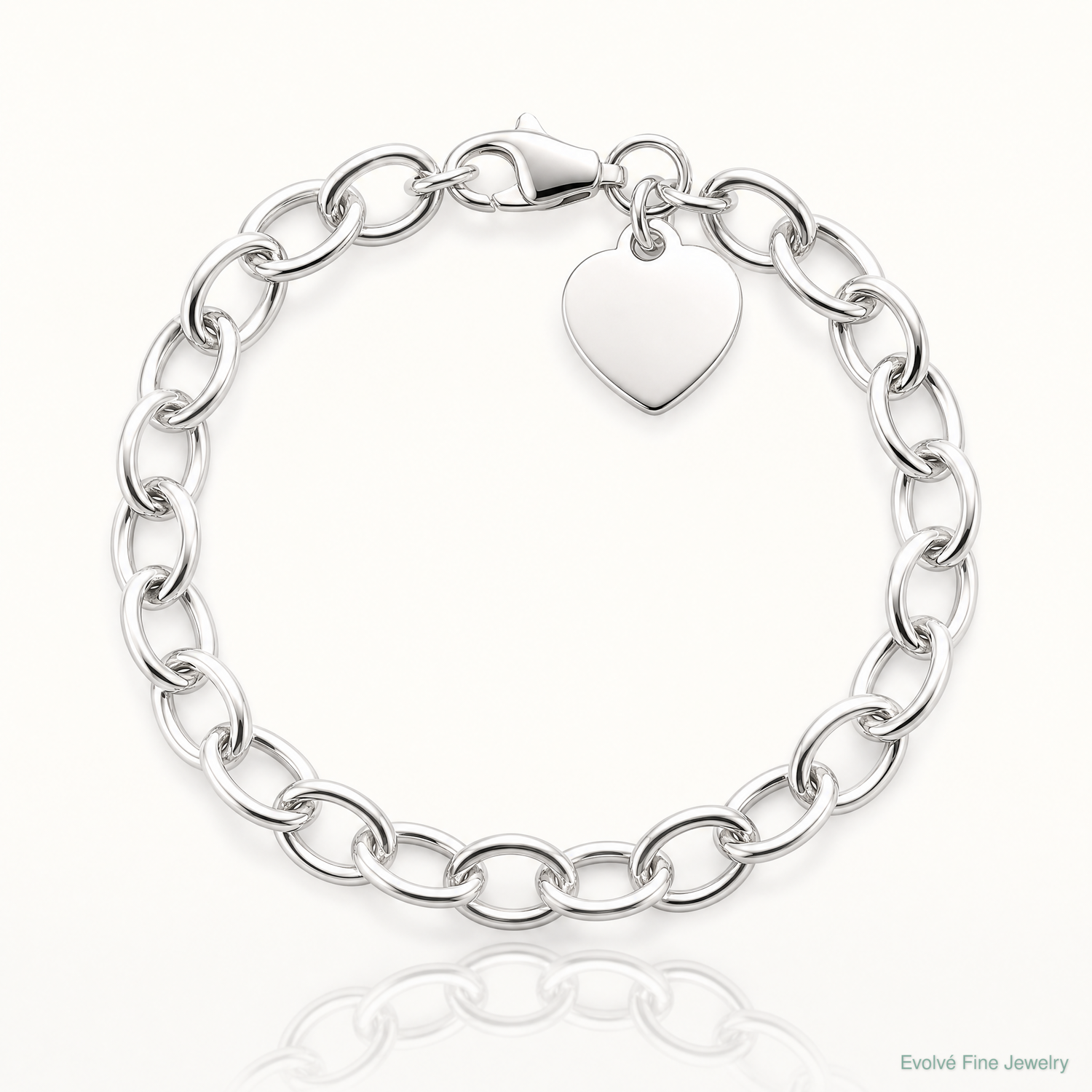 Sterling Silver Engraveable Heart Fancy Link Bracelet - Lifestyle View