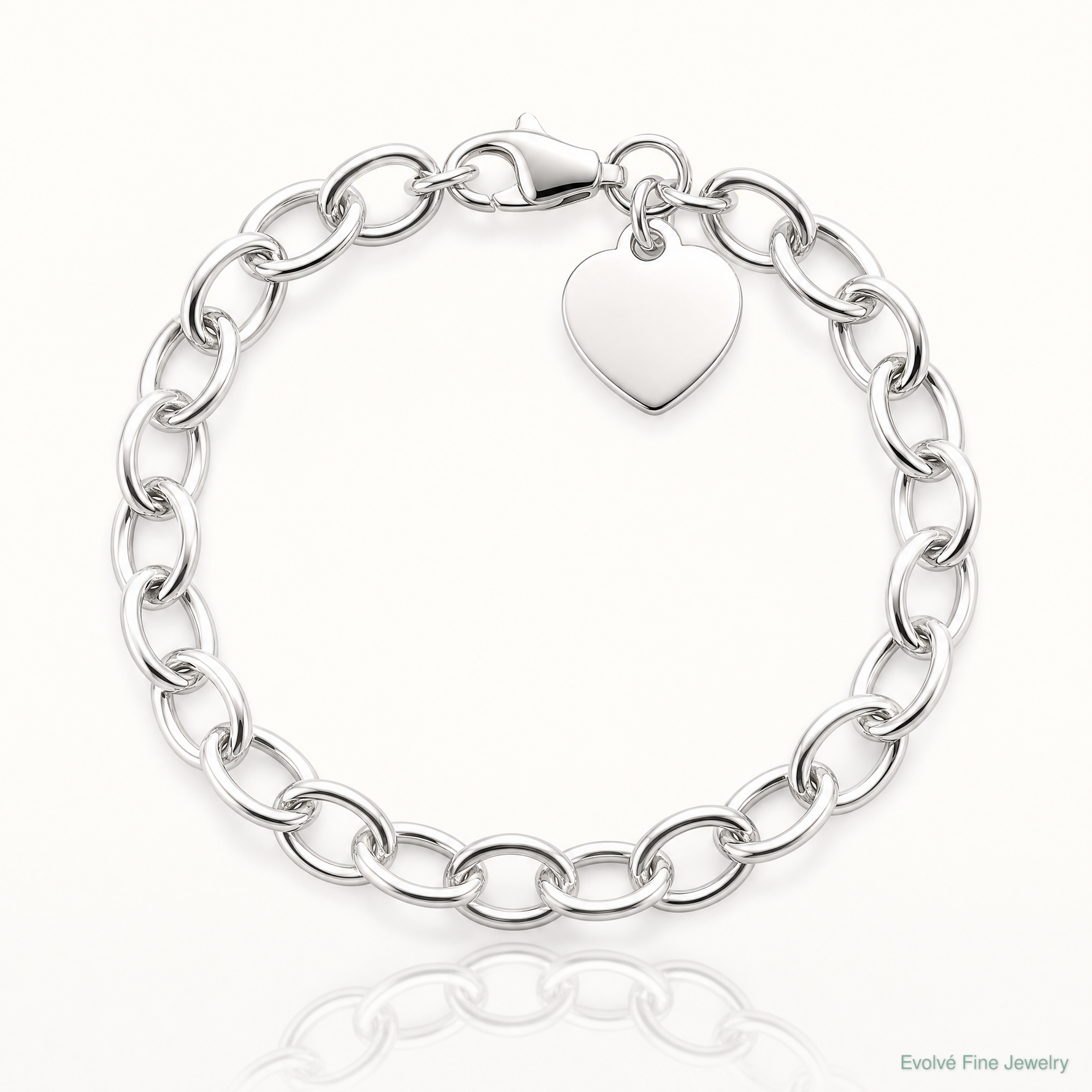 Sterling Silver Engraveable Heart Fancy Link Bracelet - Lifestyle View