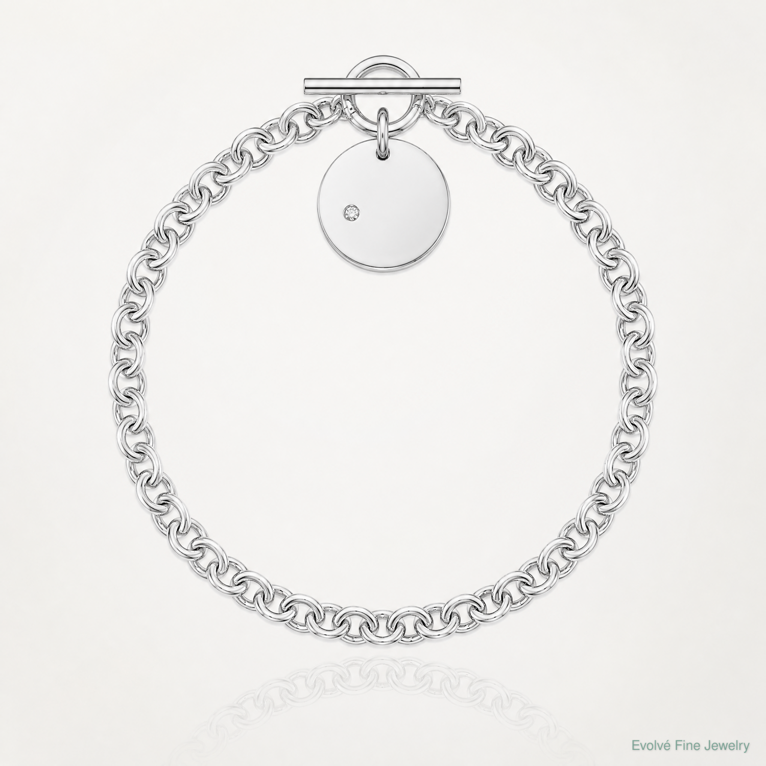 Sterling Silver Rhodium-plated .03ct Diamond Disc Bracelet - Lifestyle View