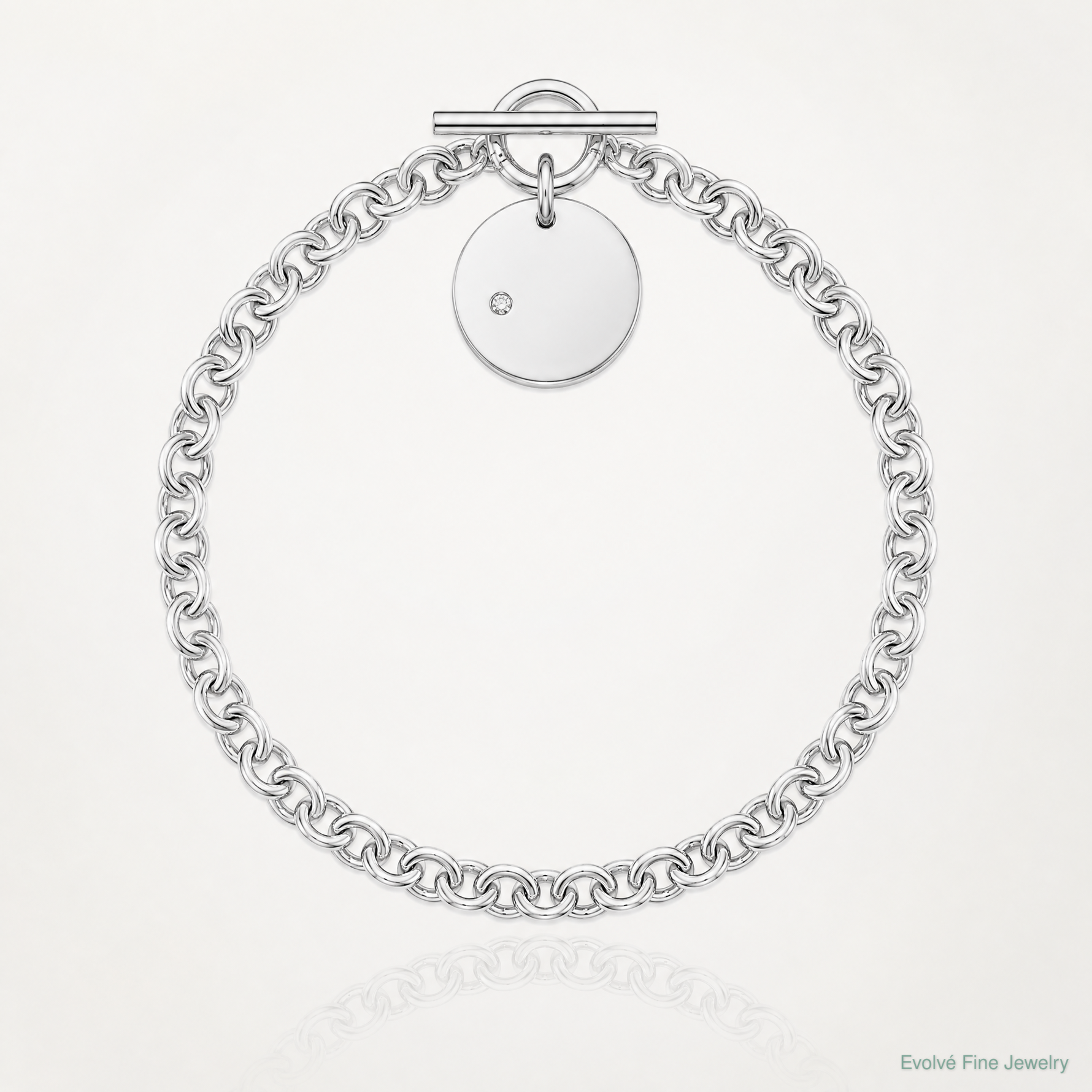 Sterling Silver Rhodium-plated .03ct Diamond Disc Bracelet - Lifestyle View